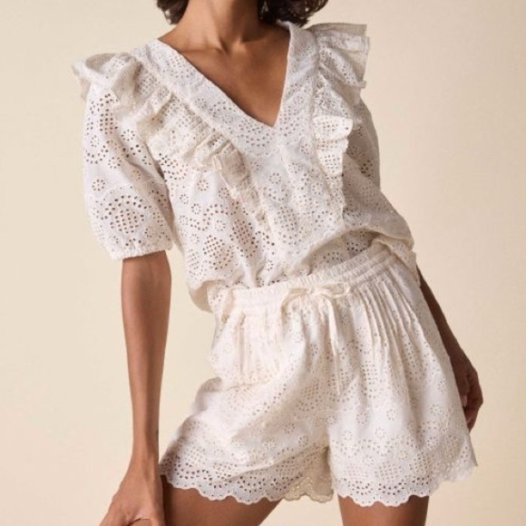 St Roche Fox Top Organic Cotton Eyelet Embroidered in "Vanilla" Size 4 NWT! - Picture 4 of 6